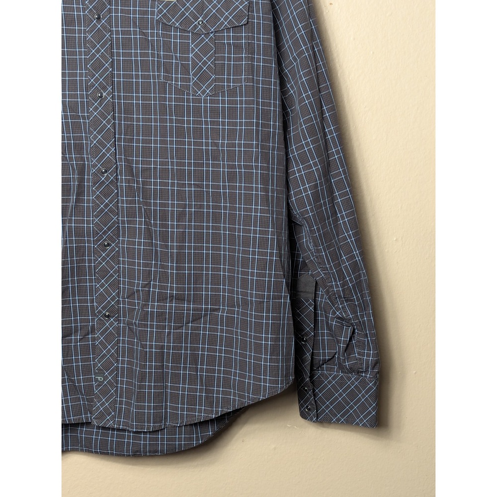 7 Diamonds Button Down Shirt Mens XXL Black Blue Heart Breaker Grid Long Sleeve - Picture 11 of 15